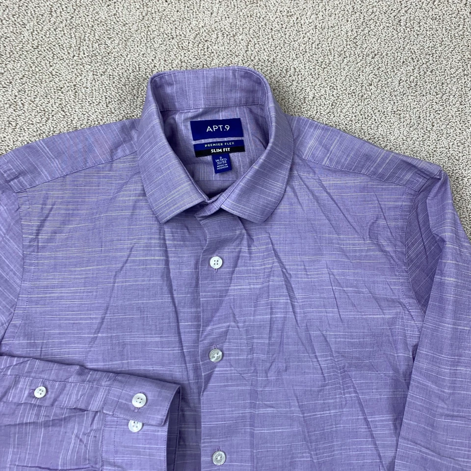 Apt. 9 Premier Flex Slim Fit Dress Shirt 14-14.5 Long Sleeve Heather Purple - Image 2 of 4
