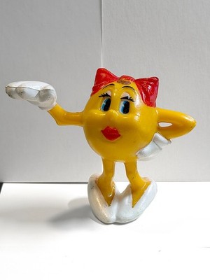 Vintage 1982 Coleco Ms Pac-Man PVC Figure Red Bow Arcade Toy Pac Man