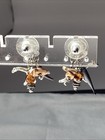 Artisan Post Earrings Silver Toned Giraffe w/ Earth Toned Dangles 1” — photo 2