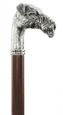 Made in Italy Concord Silver plated Fox Terrier Dog Head Walking Stick Cane 36"