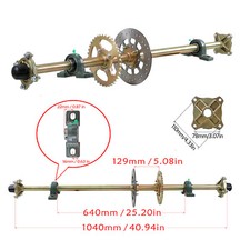 44" ATV Quad Go Kart Rear Live Axle Kit Sprocket Hub Brake Disc Golf Cart Trike
