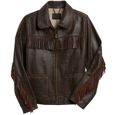 Handmade Women s Brown Lambskin Leather Fringe Jacket | Western Festival Chic