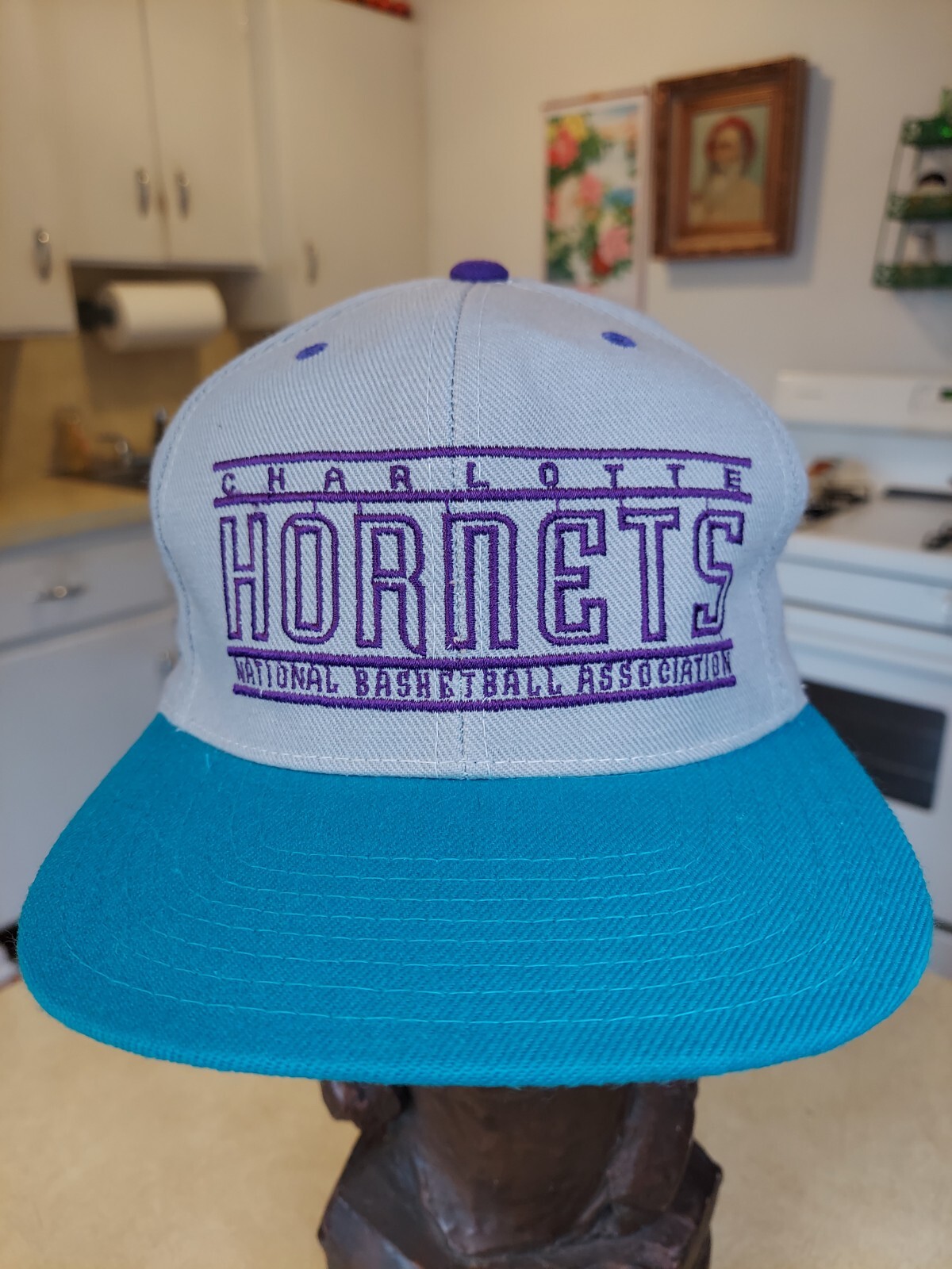 Vintage Pro Player Charlotte Hornets SnapBack Four Bar Hat Multiple Logo