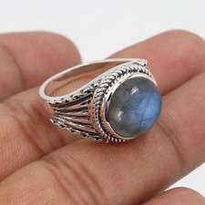 Solid 925 Sterling silver Natural Labradorite Ring Jewelry Gift For Her J 55