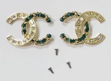 CHANEL CH 5455QB CH 5457QB Golden /Green Replacement Temple Side Icon Genuine