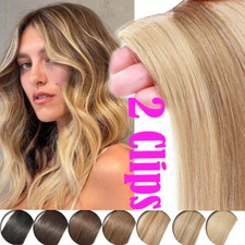 Clip In 100 Human Real Hair Extensions Short Topper Side Patches Pad One Piece