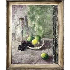 Richard Hood Impressionist Still Life w/ Limes & Grapes, Signed c. 1930/Cezanne