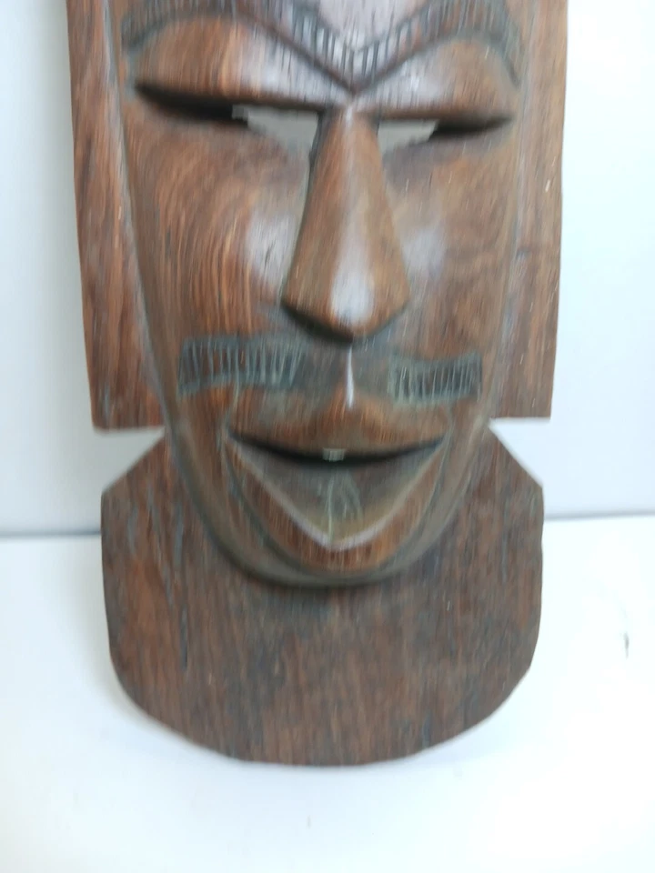 Máscara de pared de madera tribal tallada a mano vintage - 19”, arte de pared de calidad Foto 4 de 4