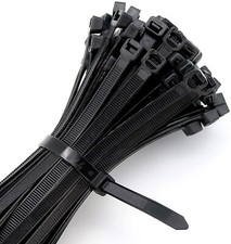 100 LARGE 24" BLACK CABLE ZIP TIES Heavy Duty UV Resistant UL 6/6 Nylon