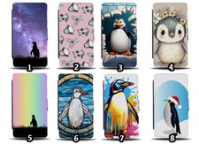Penguin Flip Wallet Case Penguins Floral Christmas Silhouette Colourful Baby Fun