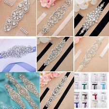 Rhinestone Belt Rhinestone Applique Pearl Ribbon Wedding Dress Belt with Satin Ribbon