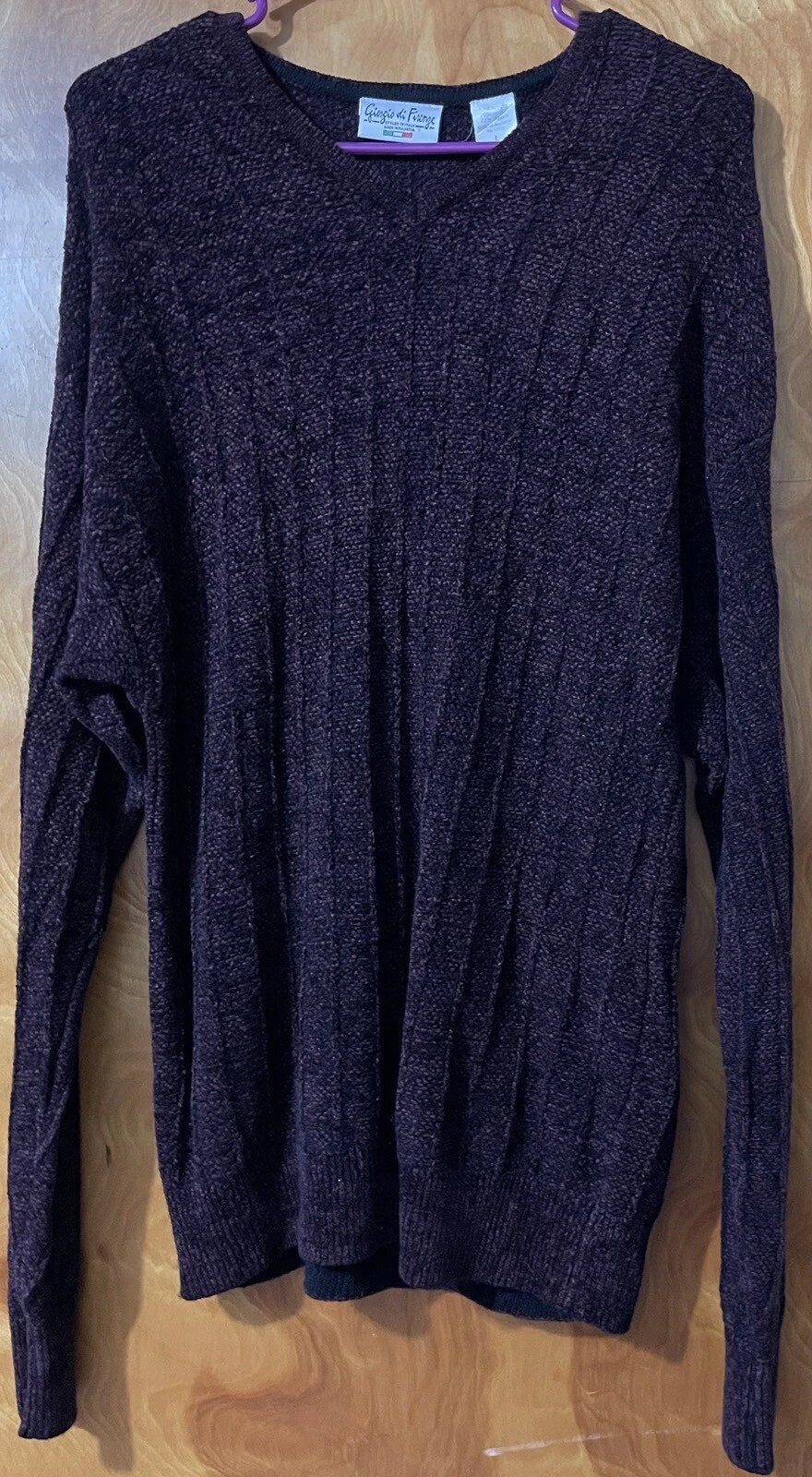VINTAGE Giorgio di Firenze Sweater L Red Knit Pullover Mens