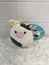 Squishmallows Connor Cow Soft Black White Clip Plush 3.5 Inches