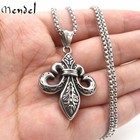 MENDEL Mens Fashion Stainless Steel Fleur De Lis Pendant Necklace Jewelry Chain