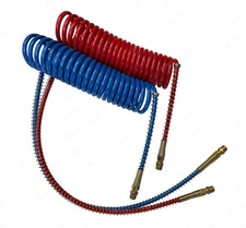 QSC Truck Tractor Trailer Air Line Air Brake Hoses Coil Red Blue 15 ft