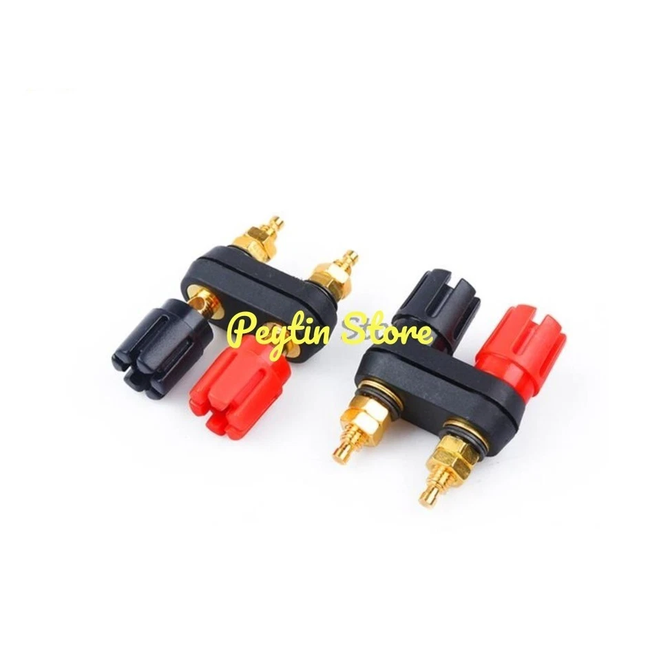 2) Red Black Double-pin Terminal Connecting Power Amplifier Audio Banana Socket - Image 2 of 4