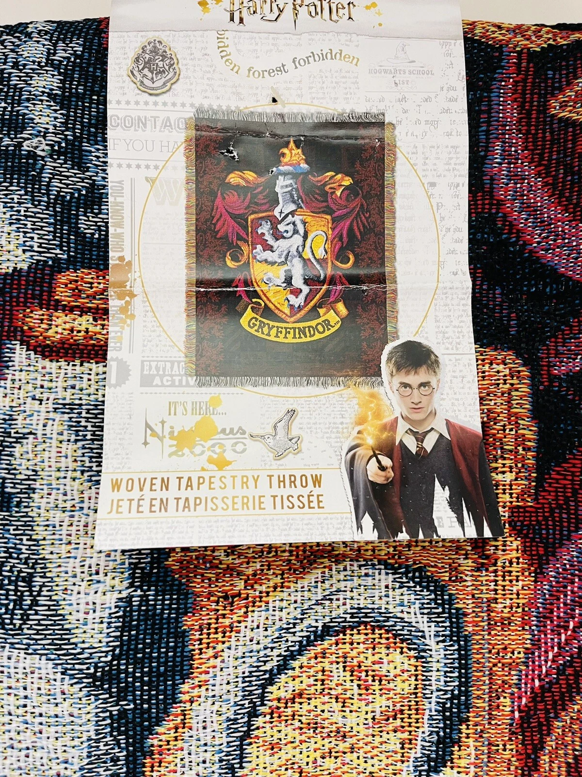 Harry Potter Gryffindor Shield Woven Tapestry Throw Blanket Northwest 48x60 NEW