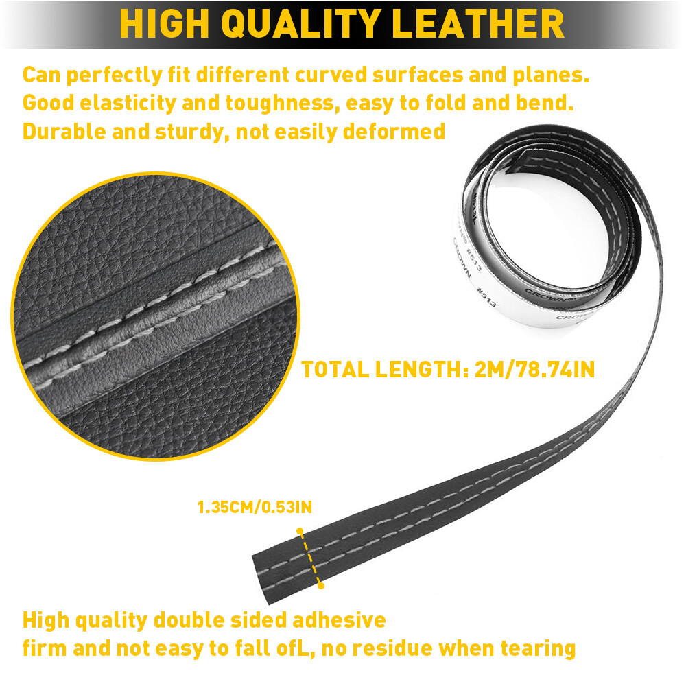 PU Leather Car Dashboard Decor Strip Sticker Moulding Line Trim Accessories EXC