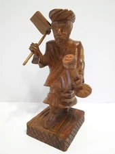Vintage Hand Carved Wood Oriental Eastern Asian Figure Figurine Wise Man Farmer 