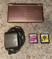 Nintendo DS Lite Handheld System - Pink COMPLETE w/ Charger & Games