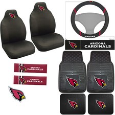 10pc Set Nfl Arizona Cardinals Car Heavy Duty Floor Mats Seat Covers Emblem