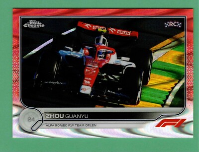 2022 TOPPS CHROME F1 ZHOU GUANYU RED RAYWAVE REFRACTOR ROOKIE RC 3