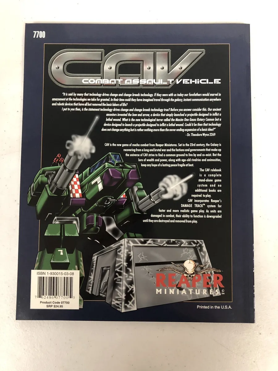 CAV Combat Assault Vehicle Reaper Miniatures RPG Rulebook #7700 SC NEW