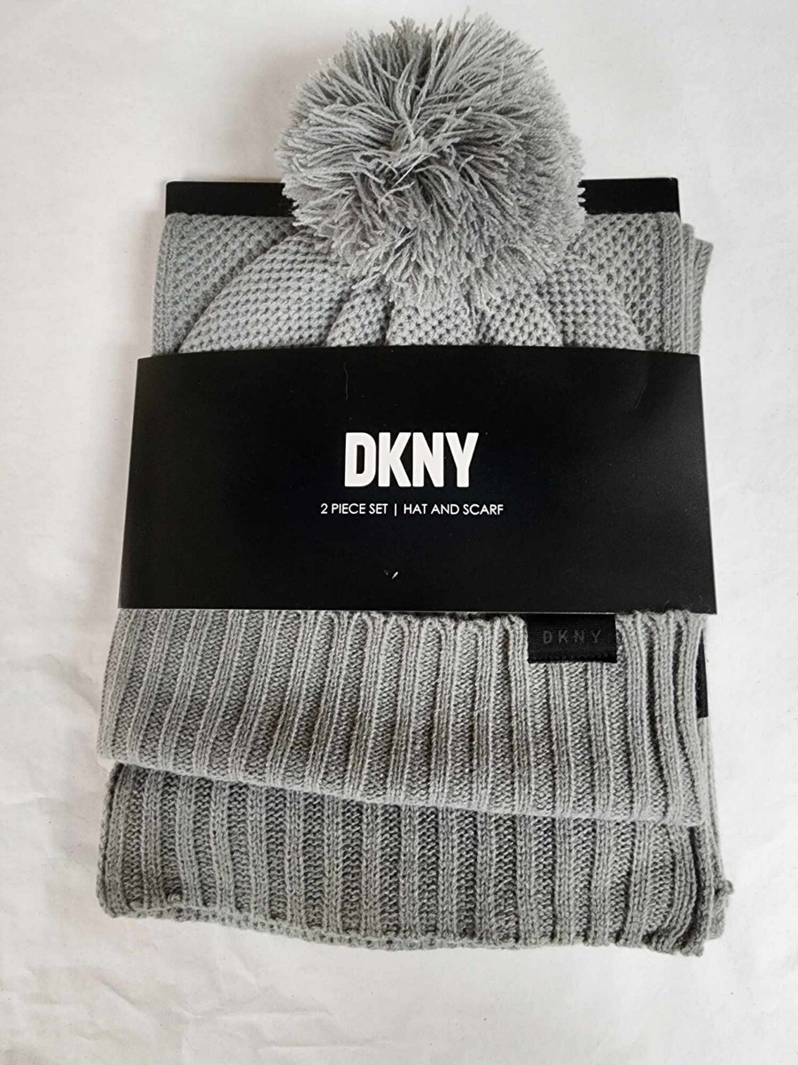 NWT DKNY Women's 2 Piece Set Hat, Scarf Gray | eBay