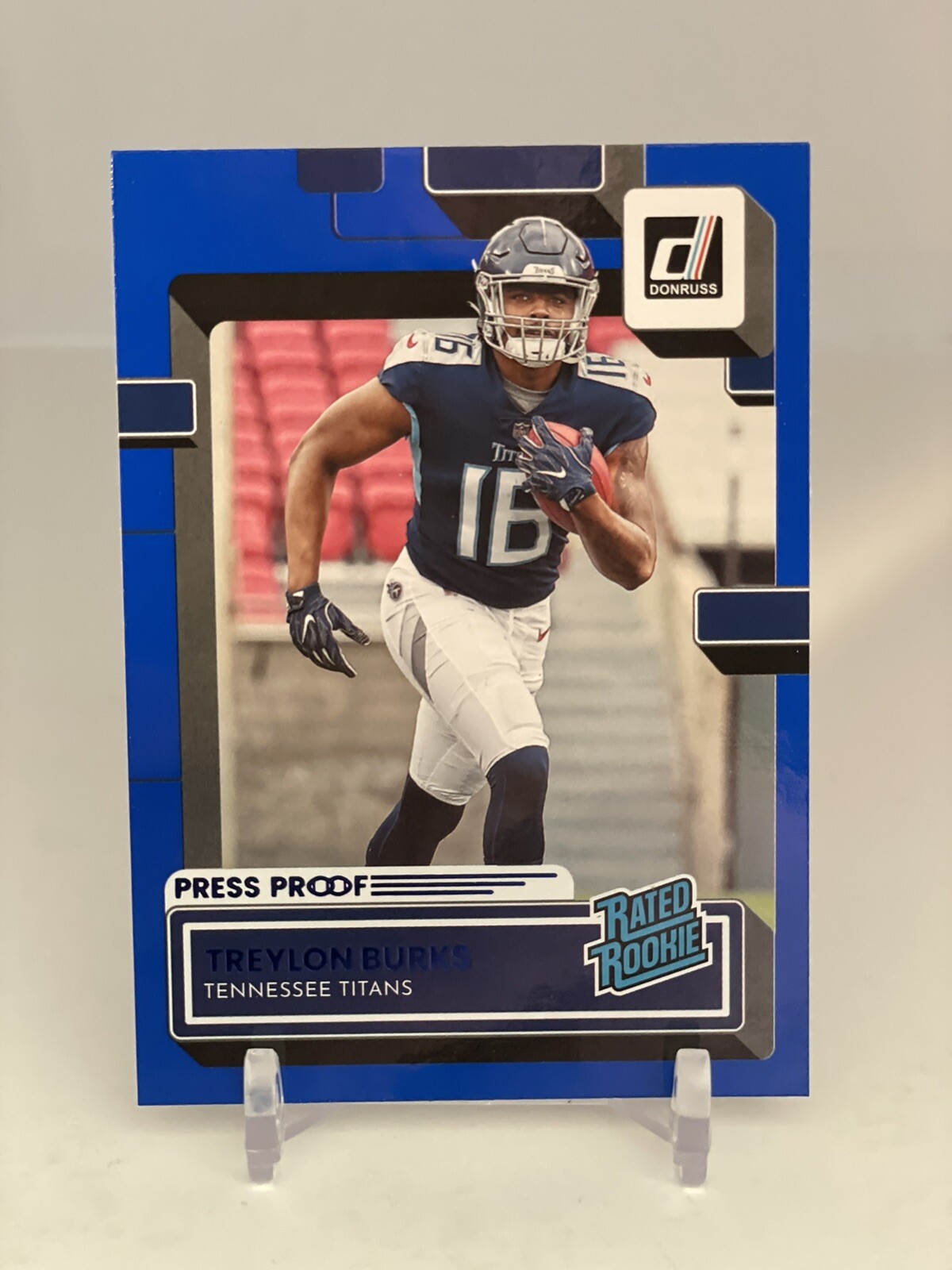 Treylon Burks 2022 Donruss Rated Rookie Blue Press Proof Titans #312