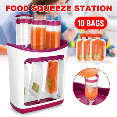 Food Squeeze Station Baby Feeding Infantino Fruit Maker 10 Pouches