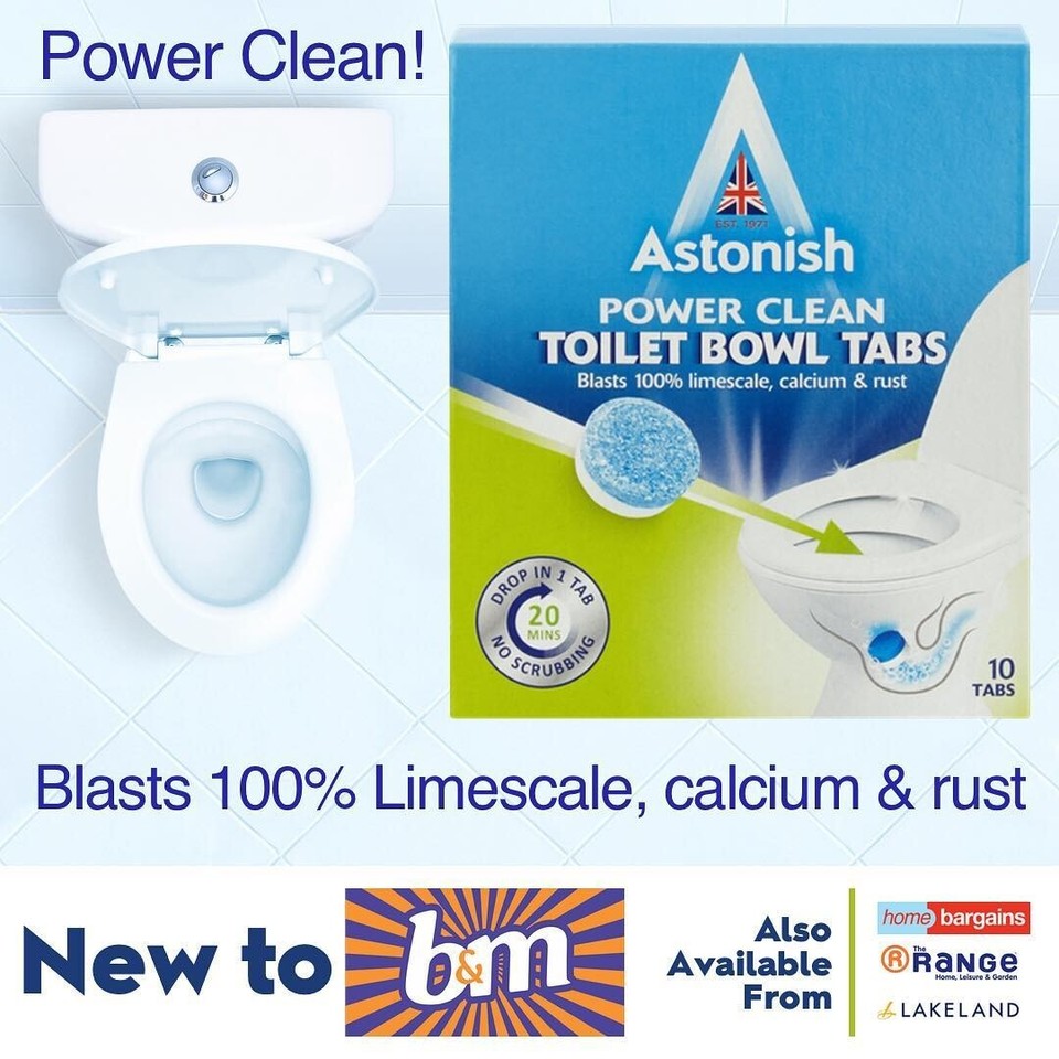 Astonish Toilet Bowl Cleaner 10 Tabs 100 Removes Rust Limescale Lemon
