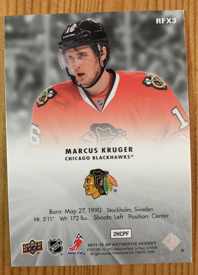 2011-12 11-12 UPPER DECK SP AUTHENTIC MARCUS KRUGER ROOKIE HOLO FX!!!!! #RFX3!!! - Image 2 of 2