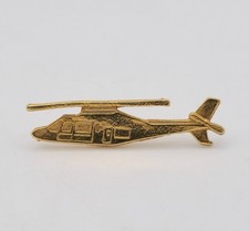 Helicopter Lapel Pin 1" Length Gold Tone Metal Aviation Military Collectible