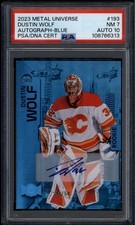 2023-24 Metal Universe Autographs Blue Dustin Wolf Rookie RC Auto 44/50 PSA 7 10