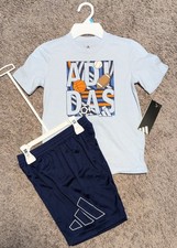 NWT Adidas Boys Size 5 Athletic Shirt Shorts 2pc. Outfit