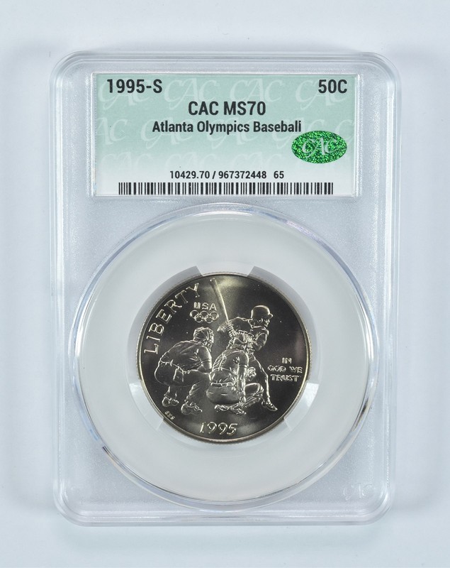 1995-S Olympic Baseball Commemorative Half Dollar MS70 CAC CACg *0765