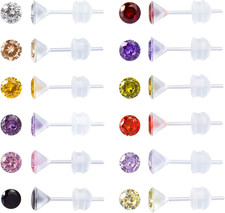 12 Pairs Plastic Earrings for Sensitive Ears, Plastic Post Earrings for Women, B