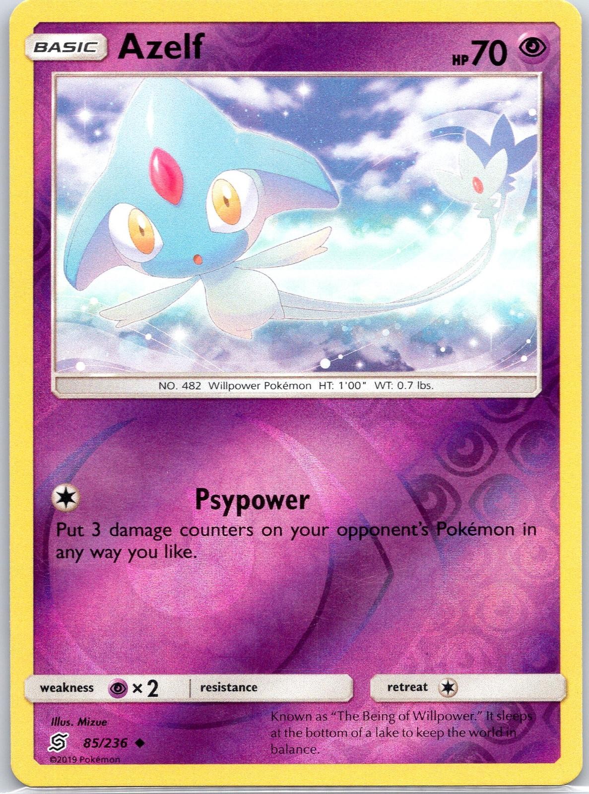 Azelf 85/236 Uncommon Unified Minds Pokemon Reverse Holo Lightly Played
