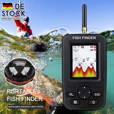 Tragbar Fischfinder 100M Echolot Sonar Sensor LCD Alarm Fischortungsgerät 125kHz