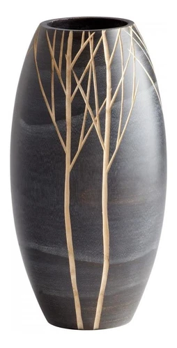 Black Onyx Winter 14 Inch Tall Wood Vase - Picture 1 of 1