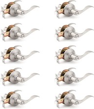 10 Pack Satin Nickel Privacy Door Lever, Modern Interior Door Knobs Locks