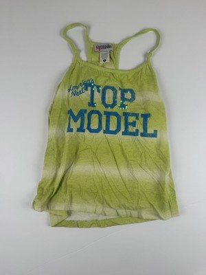 America s Next Top Model Tank Top Women s Large Green Sequin Graphic Y2K