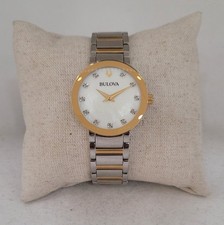 Bulova Futuro Diamond Accent White Mother Of Pearl Dial Women's Watch 98P180