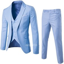 Mens Bridegroom Business Wedding Formal Slim Fit Dress One Button Coat Suit 2Pcs