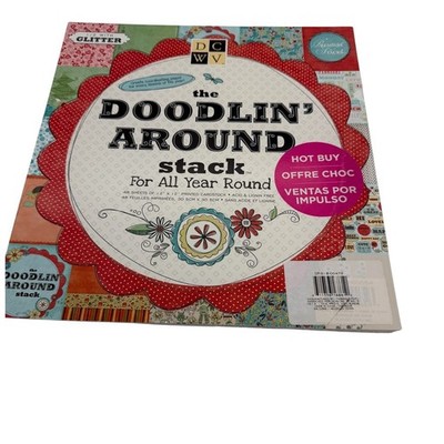 DCWV The Doodlin Around Stack 12x12 Printed Cardstock 48 Sheets Glitter Accents