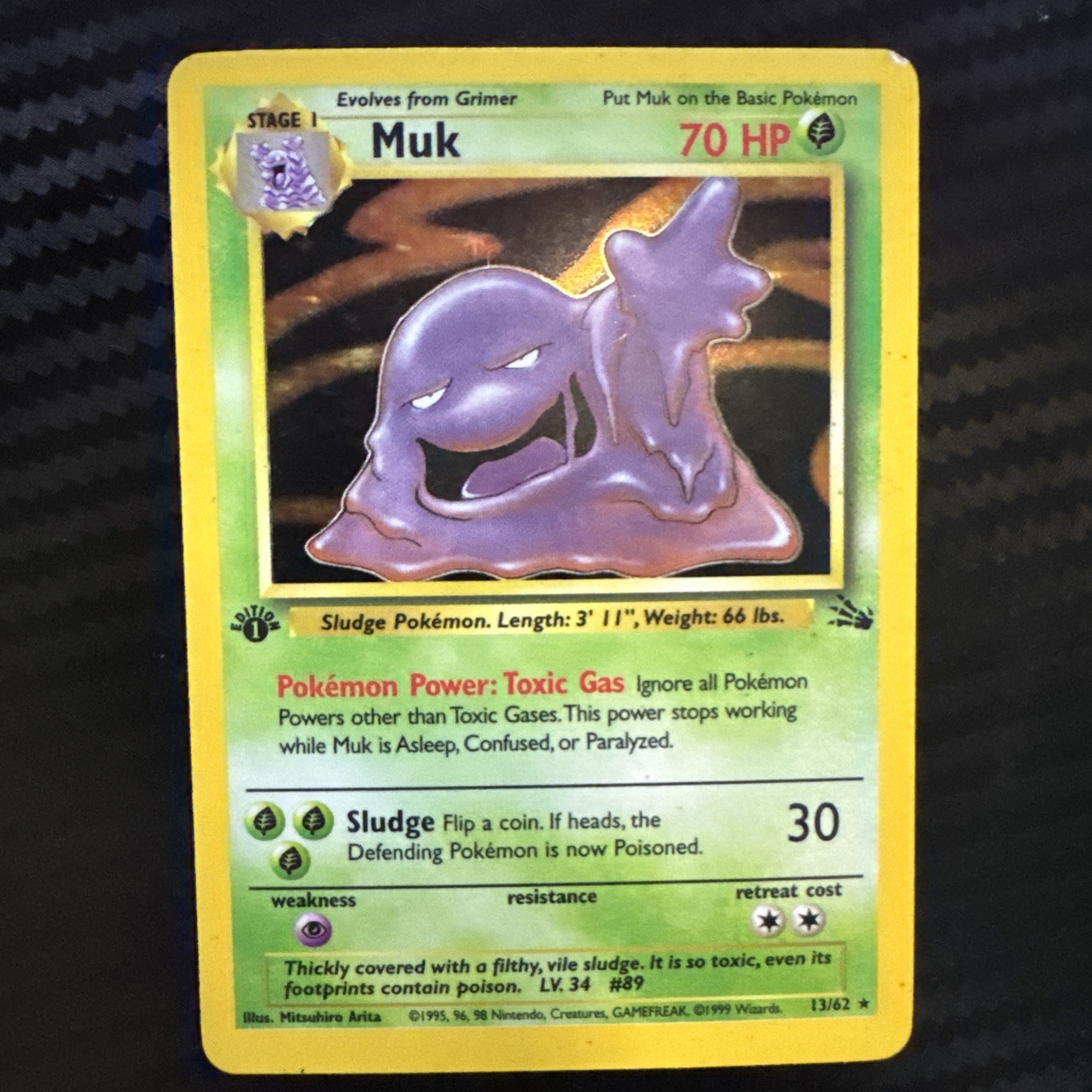 Pokemon 1st Edition Muk 13/62 Fossil Holo Fast Shipping MP-