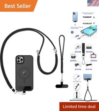 Luxury Adjustable Cell Phone Lanyard - Hands-Free Convenience in Black