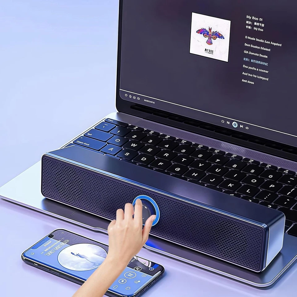 Computer Soundbar: PC Altoparlante 2.0 Con Cavo AUX 3.5 Mm, Altoparlante per Pc, - Immagine 4 di 4