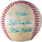 Steve Carlton Autographed OAL Baseball Bobby Brown "To Dave: Best Wishes"