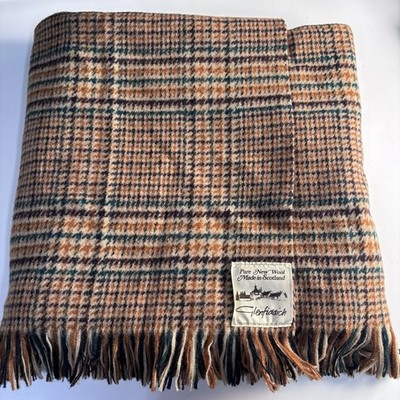 Vintage Glenfiddich Pure New Wool Plaid Fringed 54'' x 70'' Throw Made in Scotland